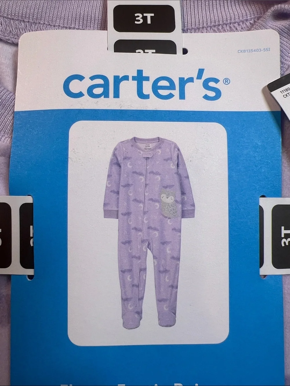 Carter's Lavender Fleece Footie Pajamas with Moon & Star Print
